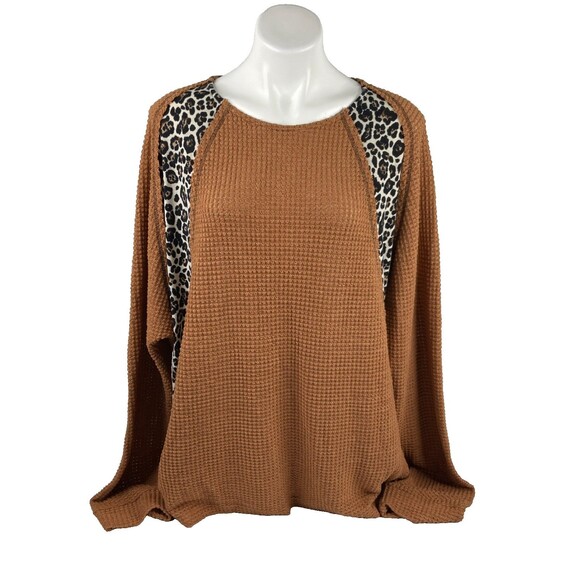 Andthewhy Sweaters - Andthewhy Women 2X Knit Sweater Leopard Print Stripe Casual Soft NWT